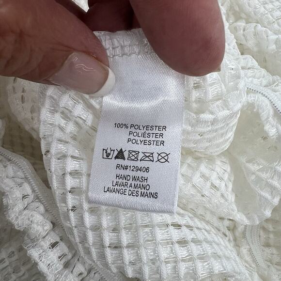 Venus Crochet Mesh Jumpsuit Swim Coverup Size Medium White Stretch Wide Leg - Picture 8 of 10